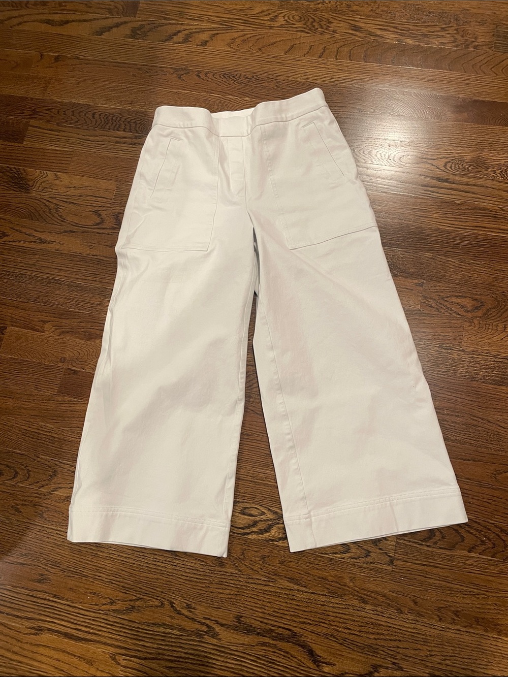 SPANX Wide-Leg Off-White Cotton cropped Pants